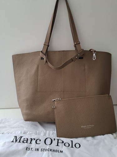 Marco polo leder shopper - polo, taupe