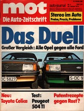 Zeitschrift MOT Auto Journal #2 von 1978 Opel gegen Ford Toyota Celica Peugeot