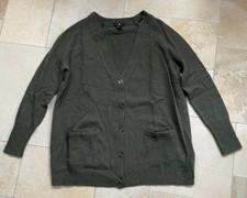 NEU H&M Damen Strickjacke Long Cardigan Wolle Khaki Grün Gr.S 36