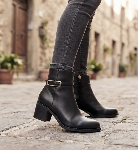 Damen leder stiefeletten grau - stiefeletten,
