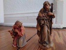 Scheiderer Augsburg Krippenfiguren Maria & Josef handgeschnitzt Holz ca. 1950
