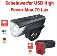 LYNX 70 Lux LED Set Vorderlicht+Rücklicht mit AKKU USB Beleuchtung Scheinwerfer