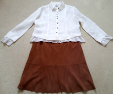 More+More, Amann/echt Lederrock, Bluse 42(40) weiß, braun fast neu