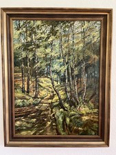 Ölgemälde Birkenwald, ca 72 cm breit und 92 cm hoch mit Holzrahmen