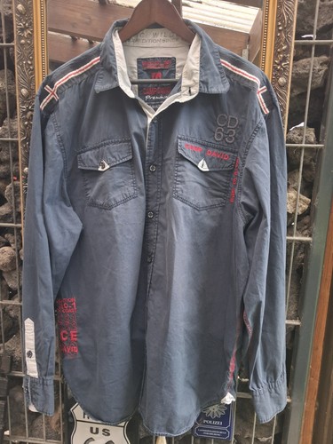Camp david herren hemd blau - david,