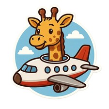 5x giraffe plane sticker funny