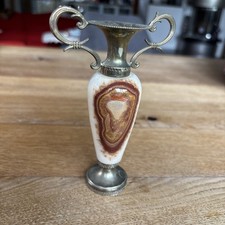 Vase amphore alabaster messing vintage 14cm - onyx - métal