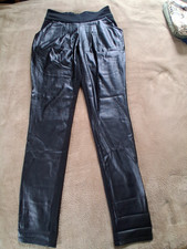 Damen Hose, Melrose, vorne Kunstleder, schwarz, Gr. 34, Nr. 235