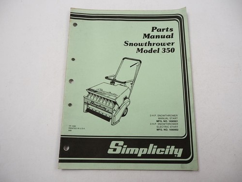 Simplicity 350 snowthrower - simplicity,
