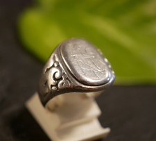 Schöner 835 Silber Ring Siegelring Initialen Monogramm Jugendstil Art Deco