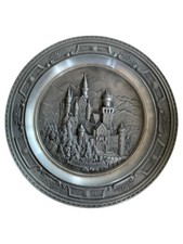 WMF Zinnteller Schloss Neuschwanstein Relief Silber 23cm