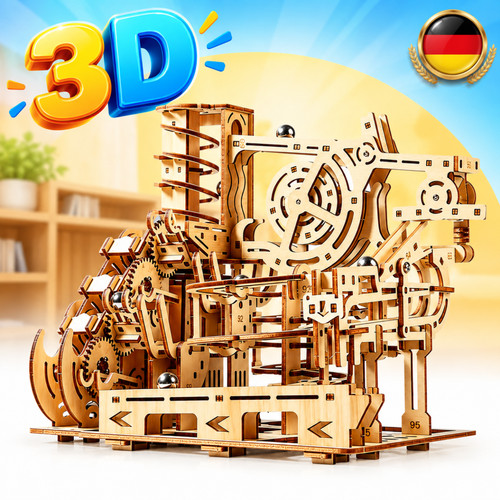 Holz puzzle murmelbahn - 3d, puzzle,