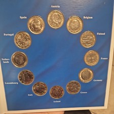 Collection 12 x 1 Euro Münzen der 12 Länder Europas im Folder  1999 - 2002