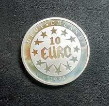 10 Euro - Die ersten EURO-Prägungen - Europakarte mit Sternen - Medaille 1998