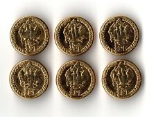 11mm 6x Gold Österreich 1/4 Fl Kreuzer Münzmuster Knöpfe