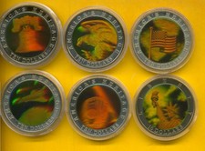 Liberia 6 große Hologram Münzen   (9269)