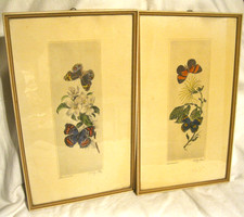 2x alter Stich handcoloriert
