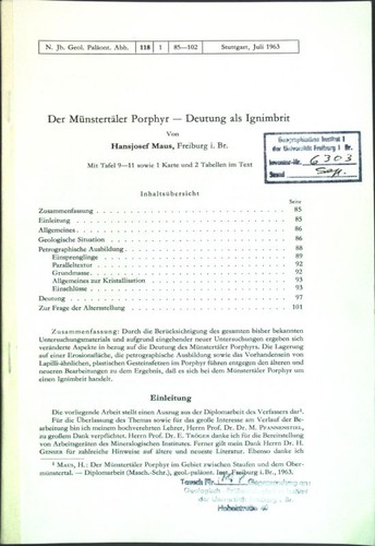 Der münstertäler porphyr - der,