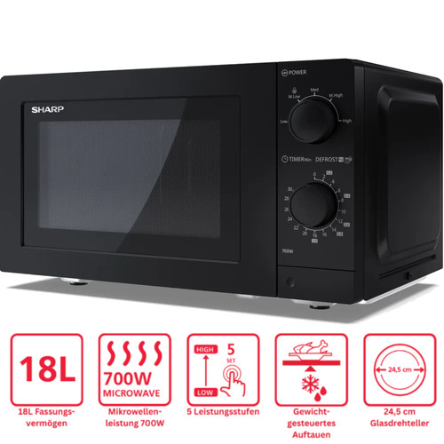 Sharp mikrowelle schwarz 18l - sharp,