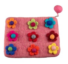 Geldbörse Aus Filz Rosa Blume