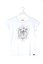 LOOK54 Print-Shirt Damen Shirt Gr. DE 38 weiß-schwarz Casual-Look