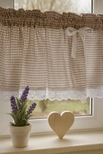 Scheibengardine Karo Weiß