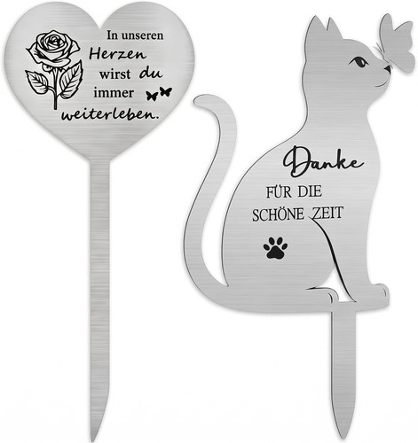 Gedenkstein katze edelstahl - gedenkstein,