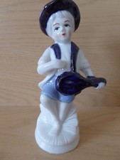 Antike Weiß blau Handgemalt