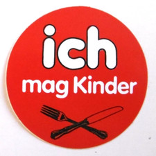 Werbe-Aufkleber ich mag Kinder Restaurant kinderfreundlich Schild Messer Gabel
