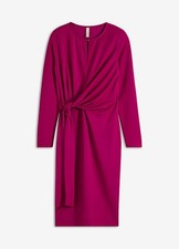 Etuikleid Gr. 44/46 Pink Damen-Knielang-Kleid Langarm Abendkleid Neu