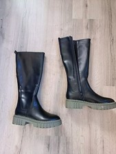 top NEU khaki-schwarze Esprit Stiefel Gr. 39 warm Kunstleder Miss Chelsea Biker