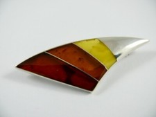 Bernstein Brosche 925 Silber