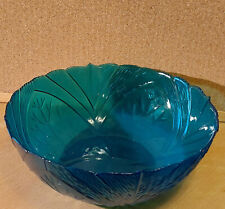 Französische Arcoroc Arcopal Hellblau/Türkis Farbe Pressglas Salatschale.