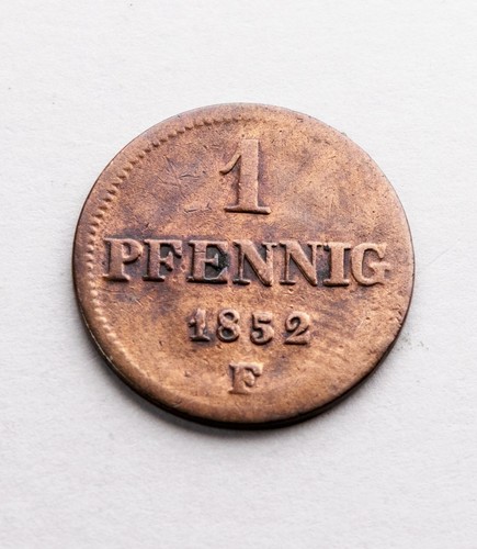 Münzen pfennig 1852 f - 1,