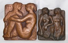 Konvolut, 2 x Relief, Karl Kluth, Die Badenden, Akt, Buderus, Kunstguss, Eisen