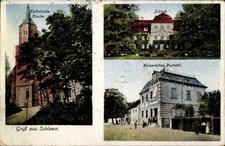 Ak Sławno Schlawe Pommern, Katholische Kirche, Schloss,... - 11008795