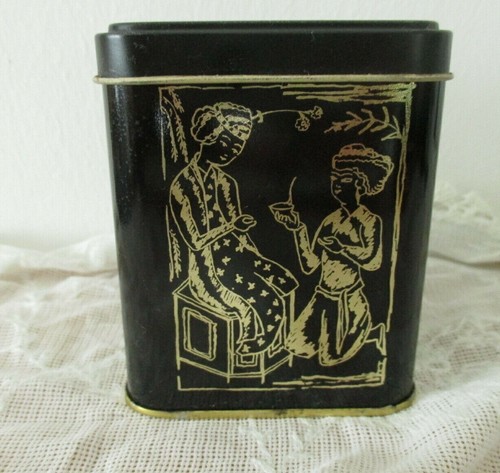 Kleine schwarze teedose mit - teedose,