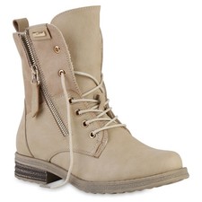 Damen Leicht Gefüttert Schnürstiefeletten Stiefelette Zipper 841451 Schuhe