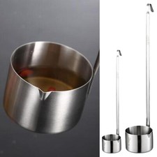 2er Set hängende Löffel mit langem Griff - Weinlöffel Soßenkelle mit Haken - Ausgießen