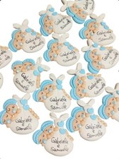 Bonboniere Bündel Kinder Zwillinge männlich Storch Magnet Platzhalter Taufe 