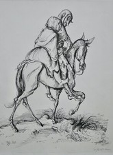 A. PAUL WEBER, Original Lithographie 1956, signiert, Der Ritt