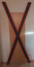 BDSM Holz Andreaskreuz rot/schwarz Bondage Leder Fesseln Handfesseln Fußfesseln,