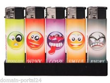 5 x Feuerzeug Gas Elektronik Feuerzeuge  coole Motiv Serie Smiley  zum Sparpreis