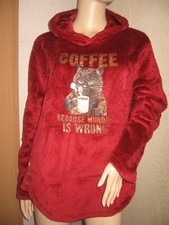 Hoodie / Kapuzenpullover Gr. L Kuschelpullover Coffee und Katzenmotiv