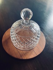 Käseglocke # Kristallglas #mit Holzplatte  # Durchmesser 14 cm