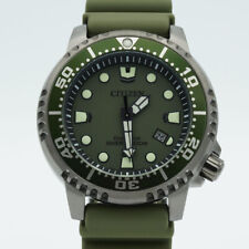 CITIZEN ECO-DRIVE DIVER QUARZ HERREN UHR 42MM VINTAGE GRÜN + PAPIERE TITAN