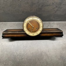  Vintage Kaminuhr Tischuhr Buffetuhr Holz FHS Uhrwerk 2 fach Gong läuft gut 