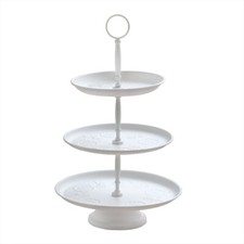 Etagere BLOMSTER weiß aus Metall mit skandinavischem Blumenmuster Metalletagere