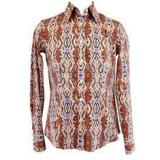 Bluse CALIBAN Braun Beige Damen Tunika Hemd Shirt Tiger Muster Slim DE 42 XL Neu