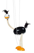 Marionette STRAUß Gliederpuppe Straußenmarionette Holzmarionette Vogelstrauß NEU